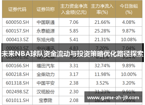 未来NBA球队资金流动与投资策略优化路径探索 未来NBA球队资金流动与投资策略优化路径探索